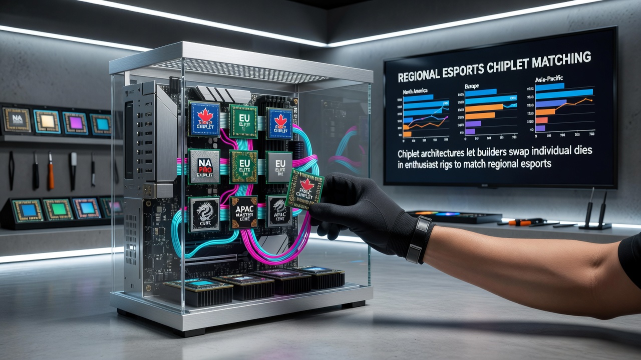 Technician swapping a chiplet die in an esports gaming rig