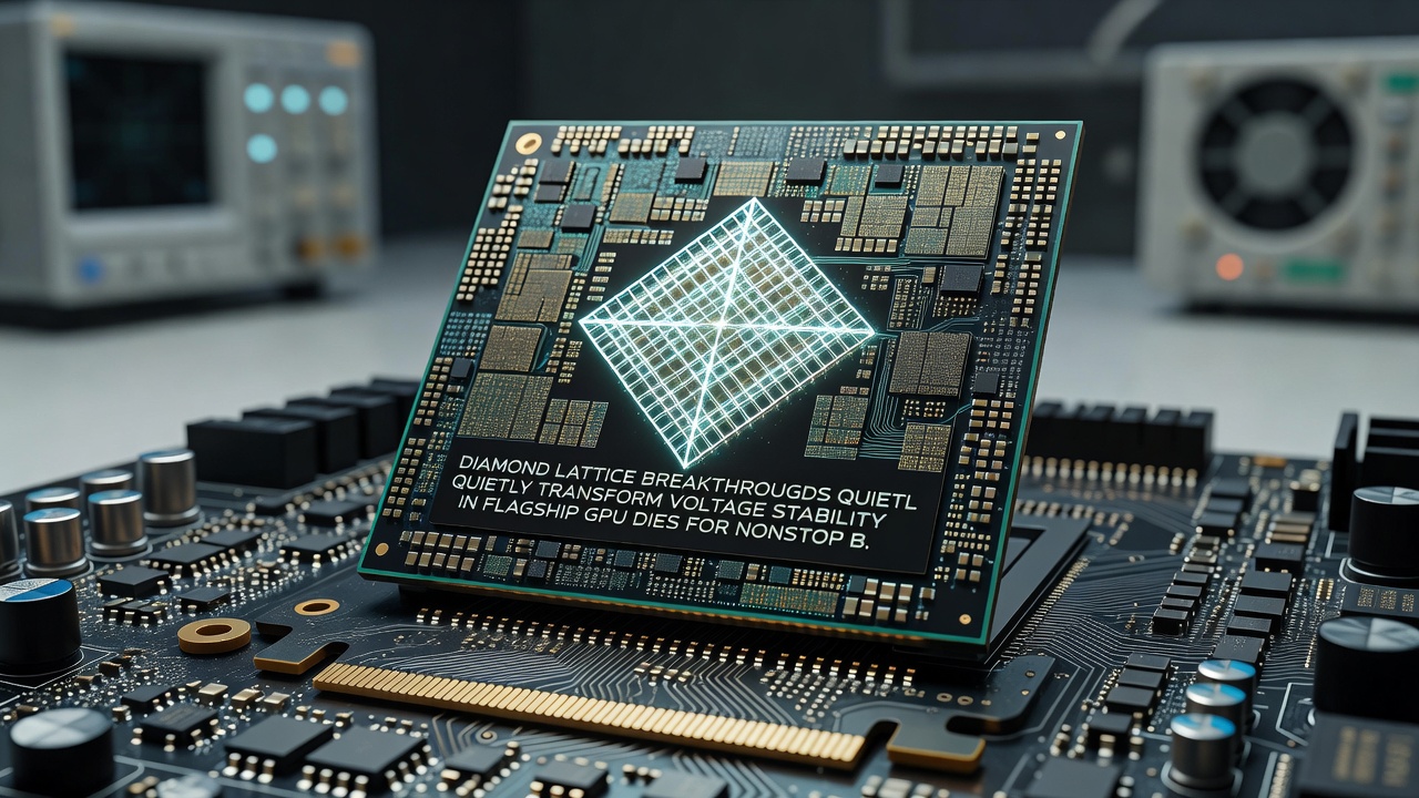 Laboratory setup measuring voltage stability across GPU dies during extended benchmark sessions