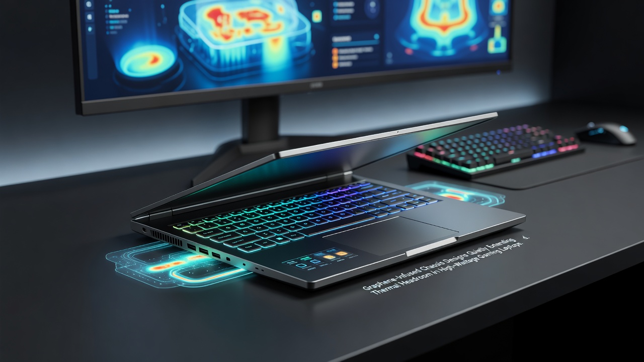Thermal imaging comparison of standard versus graphene-infused gaming laptop chassis during extended high-wattage operation