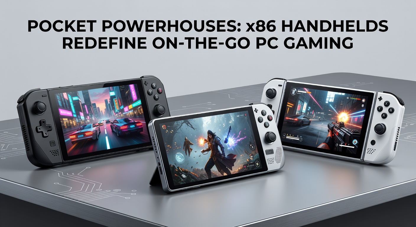 Close-up of an x86 handheld's internals, showcasing the compact motherboard, AMD APU, and efficient cooling system that enables sustained high-performance gaming